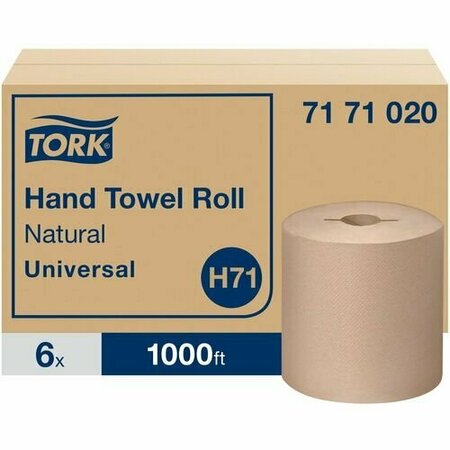 TORK Towels, 1-Ply, 7.8inRL Dia, 1.9inCore, 7.5inx1000ft , Natural, 6PK TRK7171020